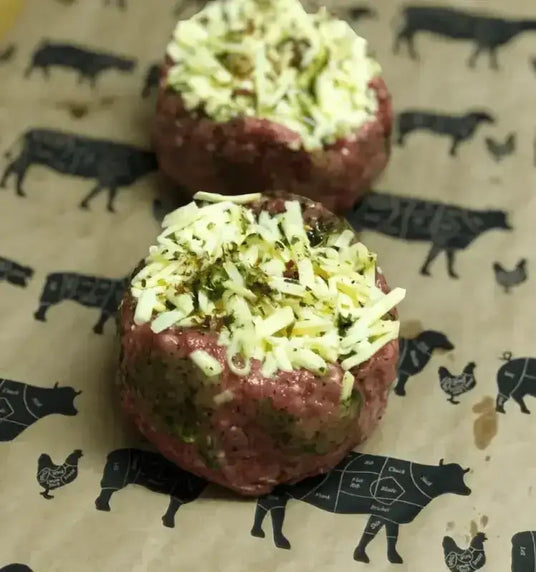 Double Garlic Beef Basket with Cheddar Cheese Delight, beef, butcher prepared, Bromfields Butchers