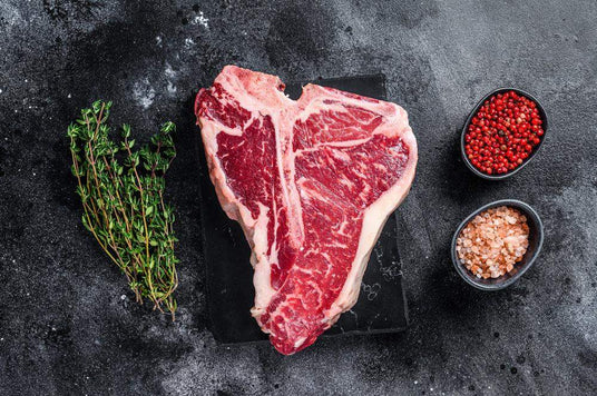 28 day+ Dry-Aged T-Bone Steak, beef, butcher prepared, Bromfields Butchers