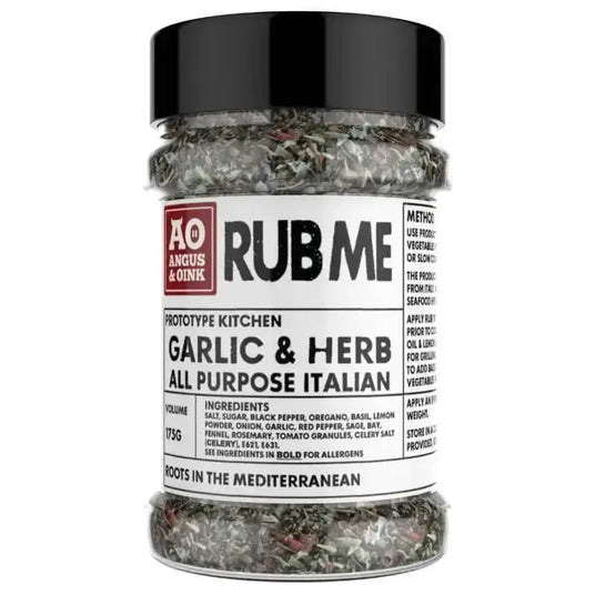 Angus & Oink Garlic & Herb Seasoning 185g, rubs & sauces, butcher prepared, Bromfields Butchers