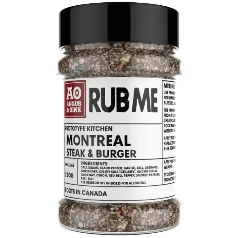 Angus & Oink Montreal Steak & Burger 200g, rubs & sauces, butcher prepared, Bromfields Butchers