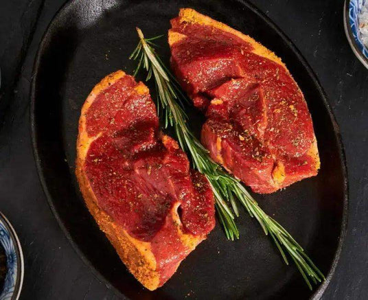 Boneless Minted Lamb Rump Steaks 2 x 227g, lamb, butcher prepared, Bromfields Butchers