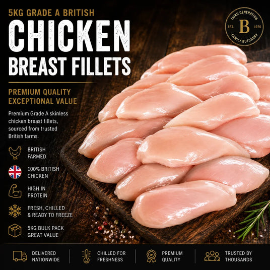 5kg British Chicken Fillets (Skinless & Boneless) - Bromfields Online Butchers UK