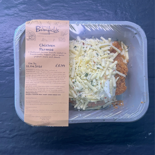 Chicken Parmos, ready meals, butcher prepared, Bromfields Butchers