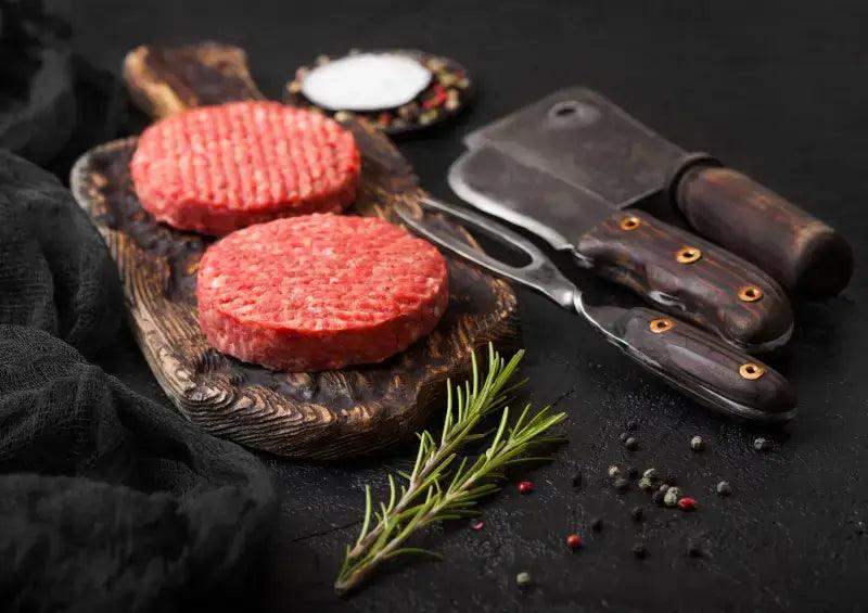Dry Aged Steak Burgers 4's, beef, butcher prepared, Bromfields Butchers