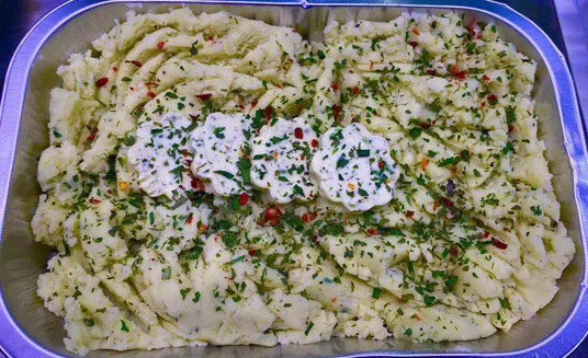 Garlic Mash Potato 500g, ready meals, butcher prepared, Bromfields Butchers