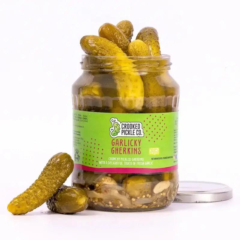 Gorgeous Garlicky Gherkins 360g, deli, butcher prepared, Bromfields Butchers