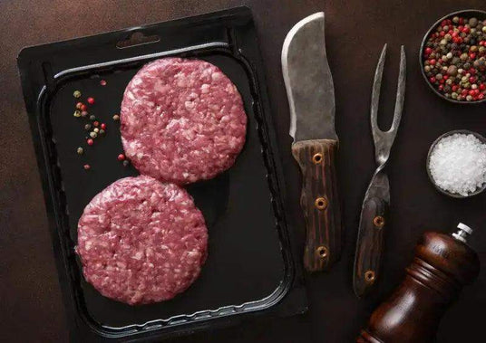 Handmade Bone Marrow Burgers 4 x 113g, beef, butcher prepared, Bromfields Butchers
