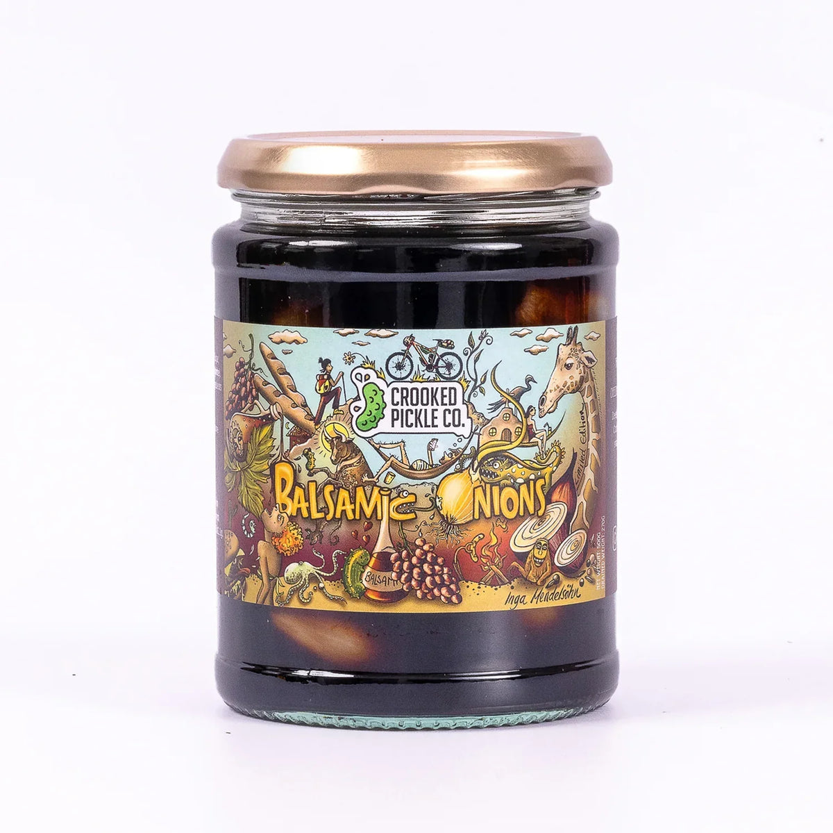 Jar of Bromfields Deli Limited Edition Balsamic Onions with an artistic label.