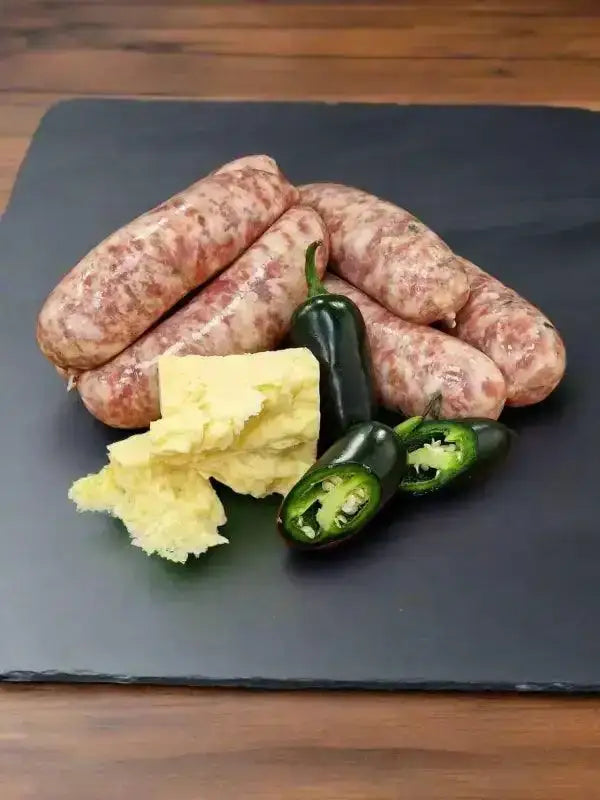 Jalapeño & Smoked Cheddar Sausage 6's, sausages, butcher prepared, Bromfields Butchers
