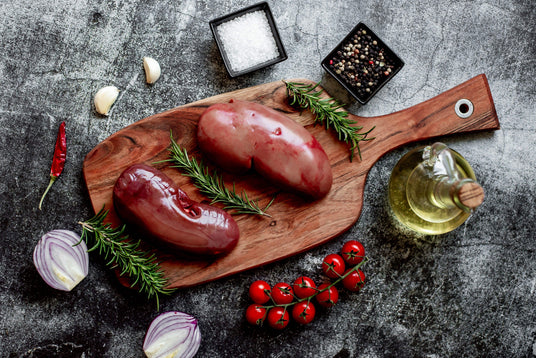 Fresh Welsh lamb kidneys prepared by the butcher