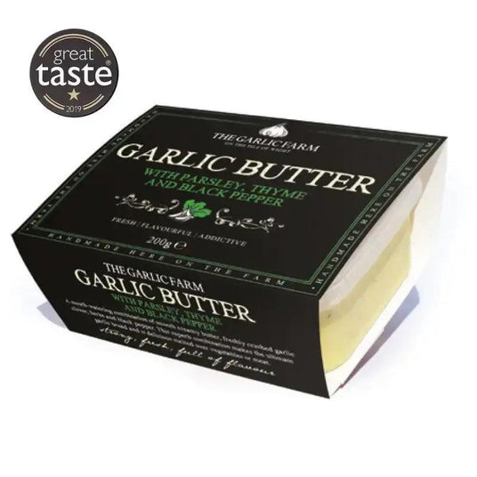 The Garlic Farm Garlic Butter, With parsley Thyme & Black Pepper 200g - Bromfields Online Butchers UK