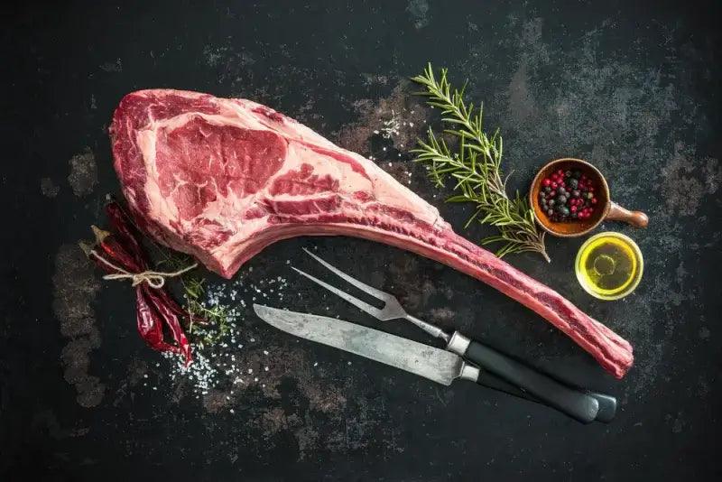 Tomahawk Steak, beef, butcher prepared, Bromfields Butchers