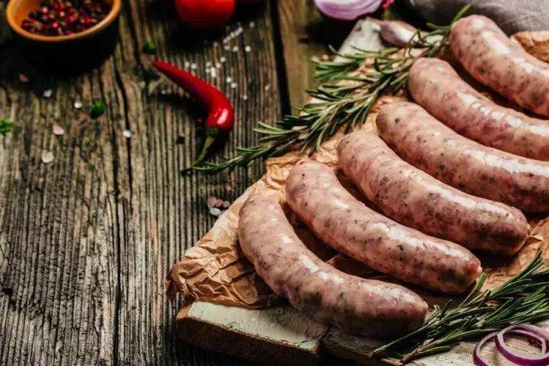Y Ddraig Goch (The Welsh Dragon) Pork Sausage 6's, sausages, butcher prepared, Bromfields Butchers