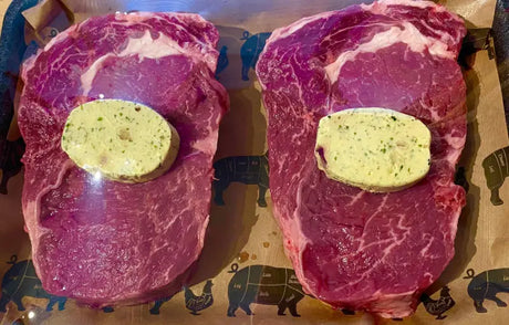 2 x Rib Eye Steaks with Garlic Butter Florets - Bromfields Butchers