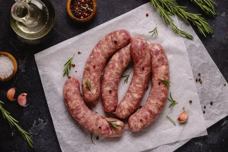 Caramelised Red Onion Pork Sausages 6's, sausages, butcher prepared, Bromfields Butchers