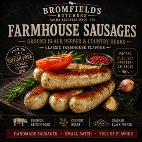 Farm House Pork Sausages 6's - Bromfields Online Butchers UK