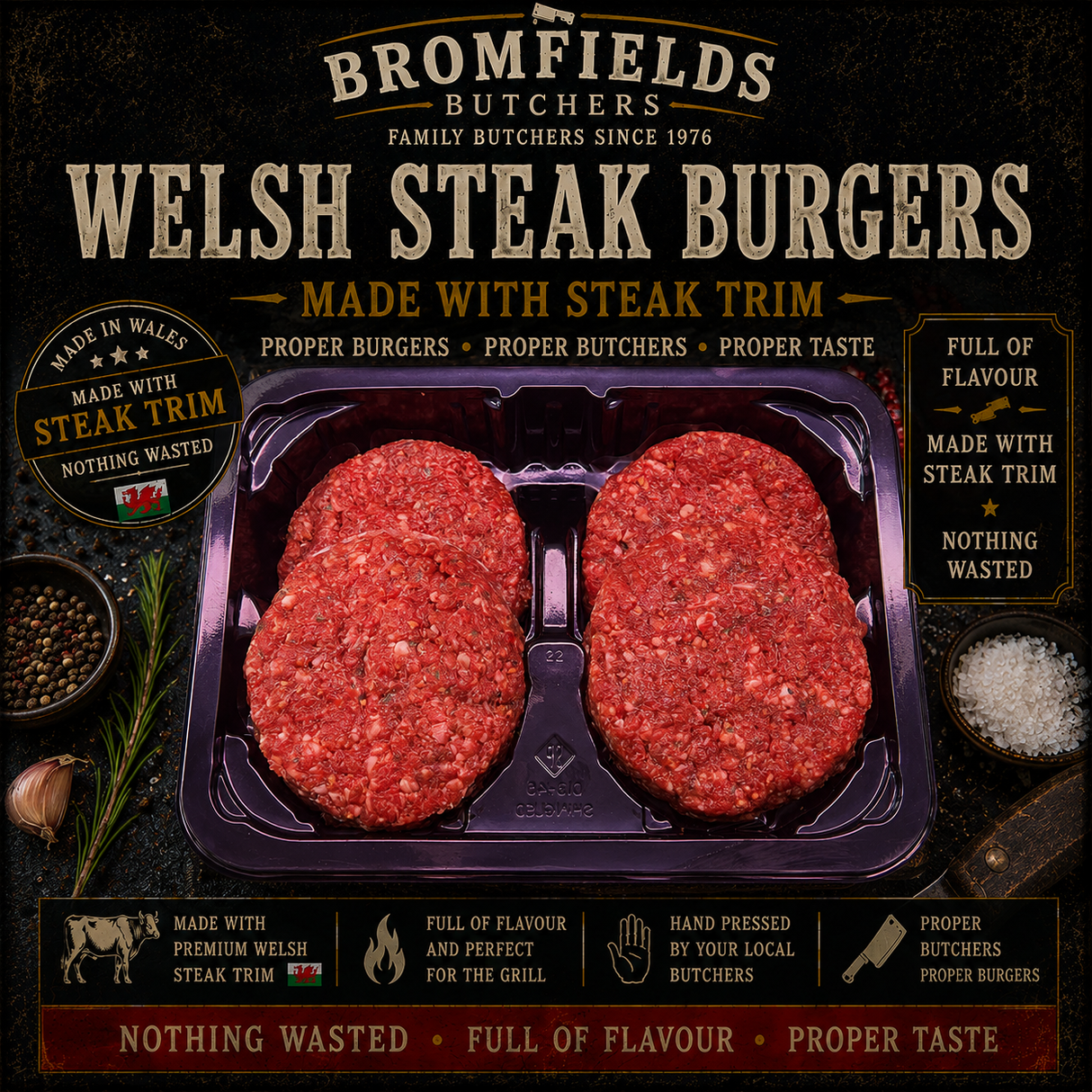 Dry Aged Steak Burgers 4's