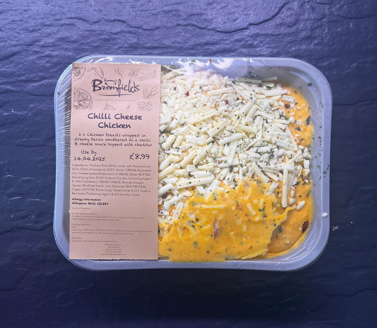 Chilli Cheese Chicken, ready meals, butcher prepared, Bromfields Butchers