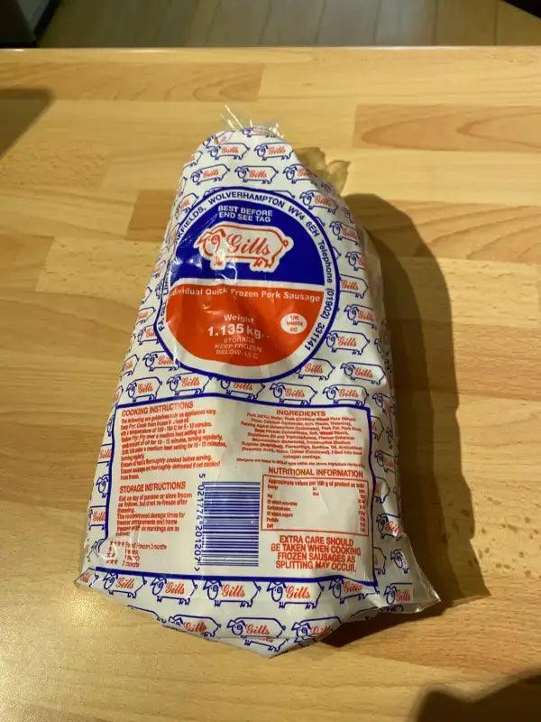 Gills Individual Quick Frozen Sausages 8's (Click & Collect Only), frozen, butcher prepared, Bromfields Butchers