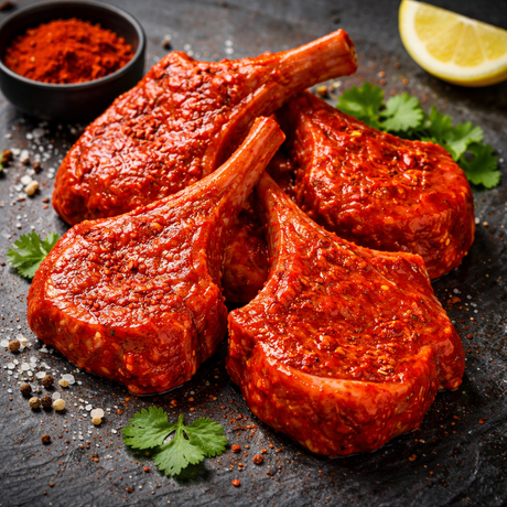 Tandoori Lamb Loin Chops 1kg, lamb, butcher prepared, Bromfields Butchers