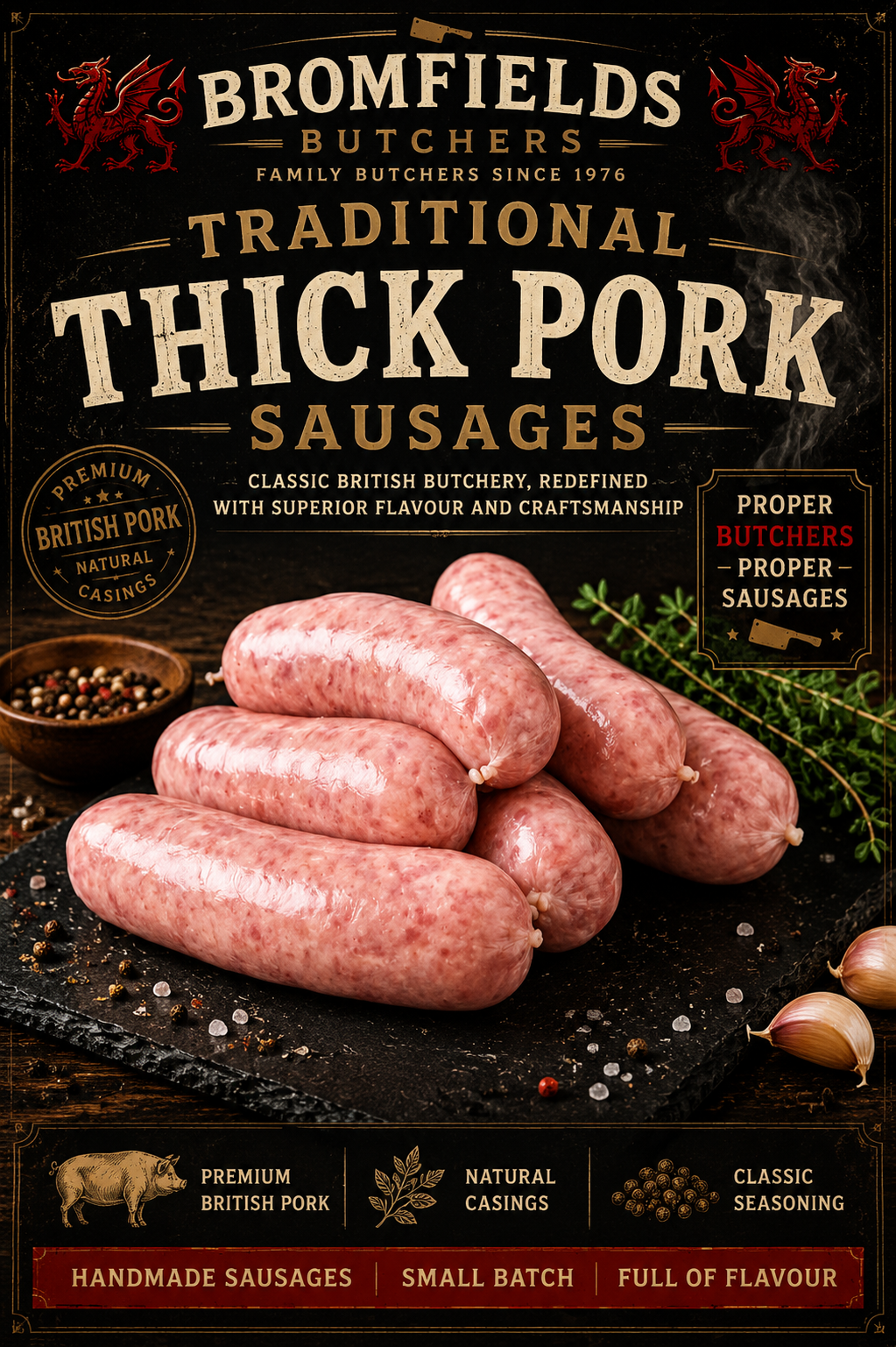 Traditional Thick Pork Sausages 6's