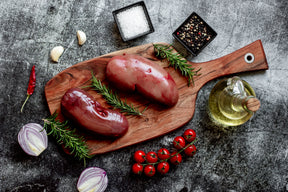 Fresh Welsh lamb kidneys prepared by the butcher