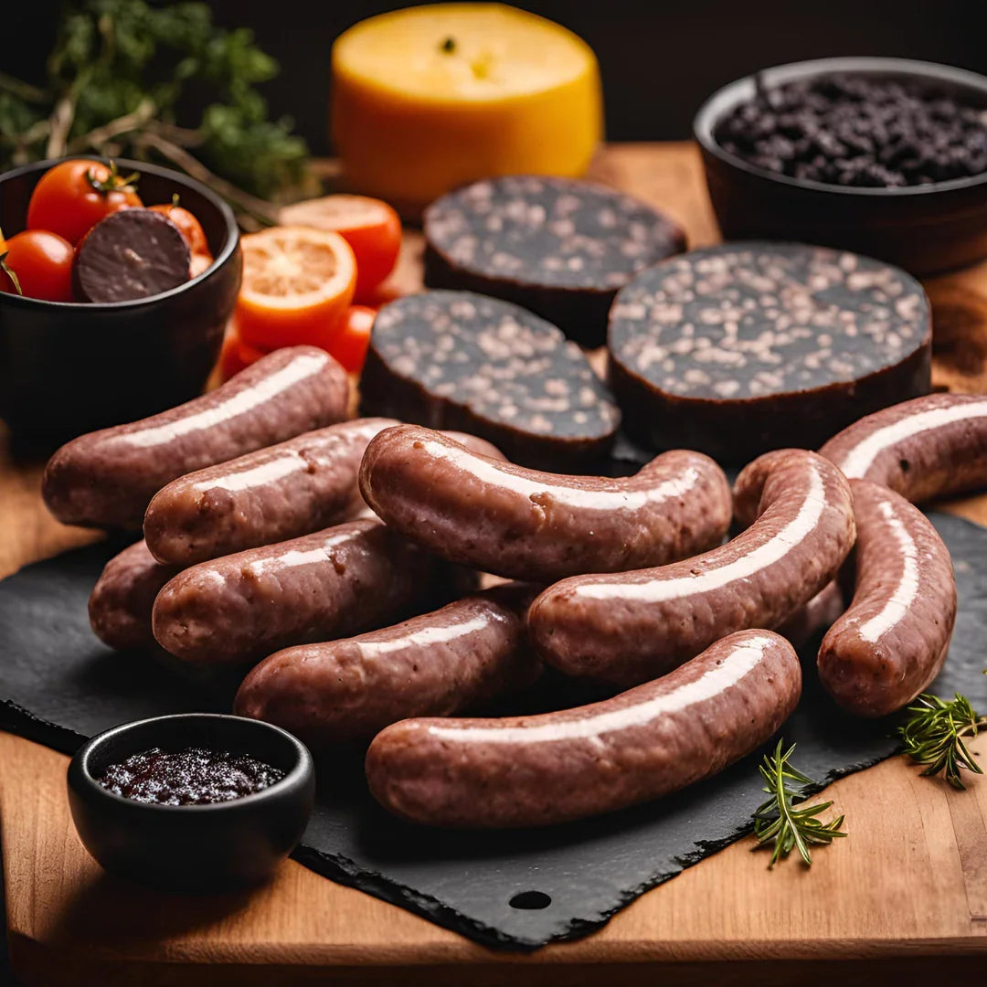Pork & Black Pudding Sausages 6's, sausages, butcher prepared, Bromfields Butchers