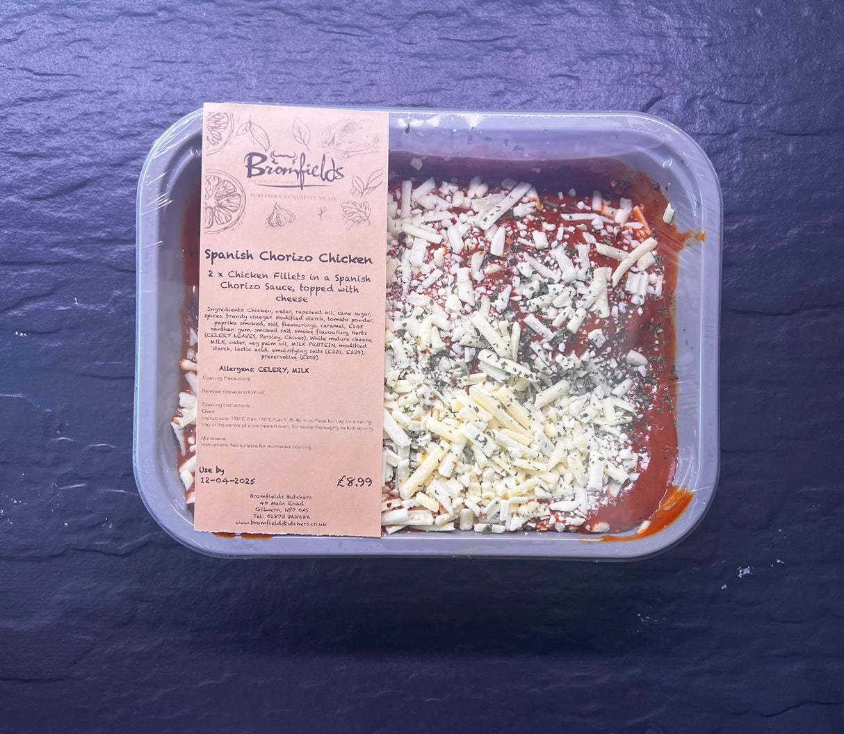 Spanish Chorizo Chicken, ready meals, butcher prepared, Bromfields Butchers