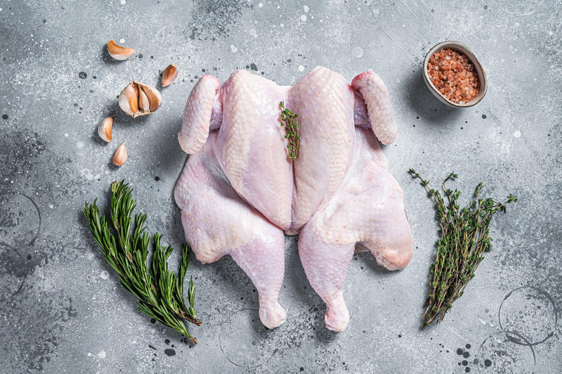 Spatchcock Chicken, poultry, butcher prepared, Bromfields Butchers