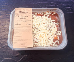Tomato & Herb Meatballs, ready meals, butcher prepared, Bromfields Butchers