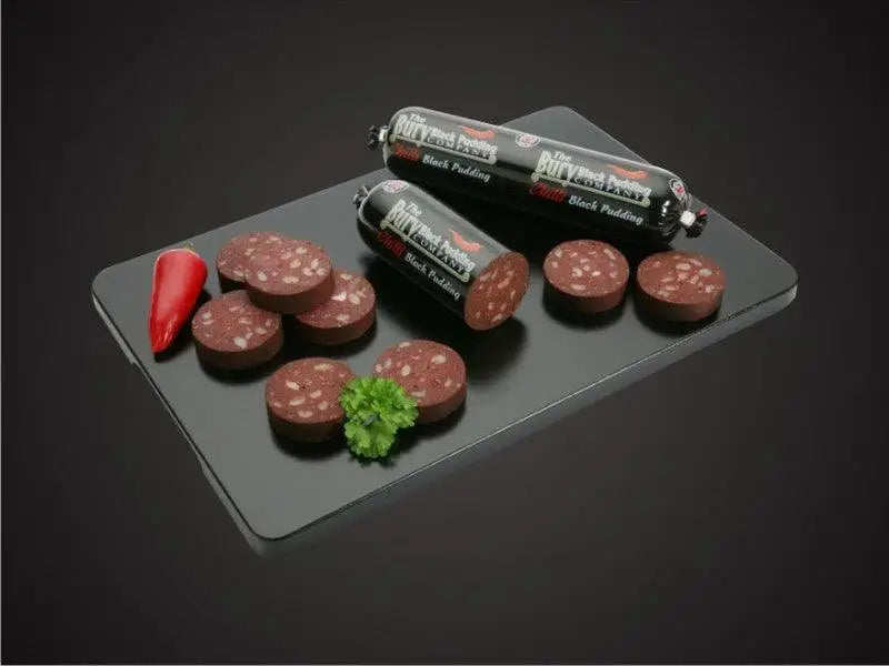 Bury Black Pudding with Chilli Chub (220g) - Pork cooked