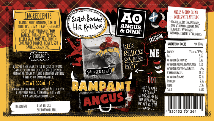 RAMPANT ANGUS SCOTCH BONNET KETCHUP 300ML - Bromfields-Butchers 